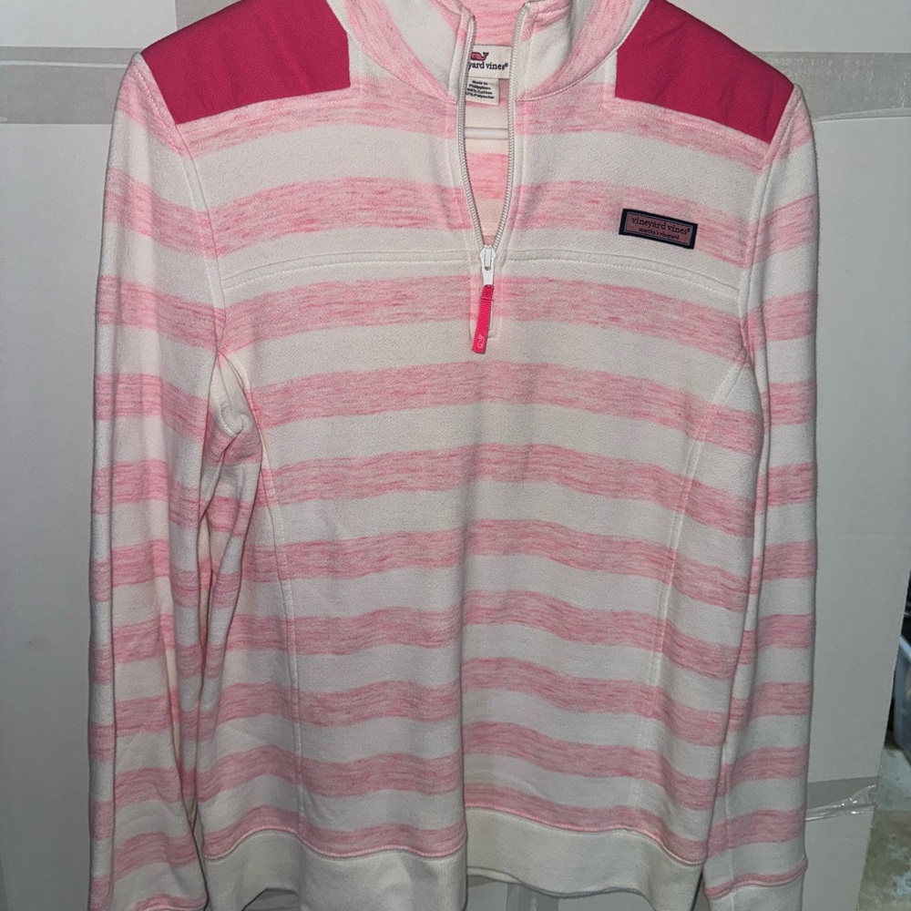 Vineyard Vines Pink and White Striped Pullover